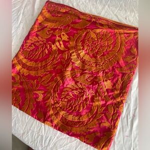 Pink and Orange Floral Boho Square embroidered Pillowcase 12”x12”